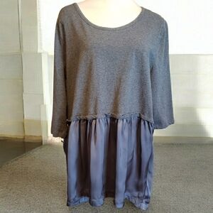 Soft Surroundings Womens  Top Gray 2X Plus Size Full Figured Minimalistic Tunic